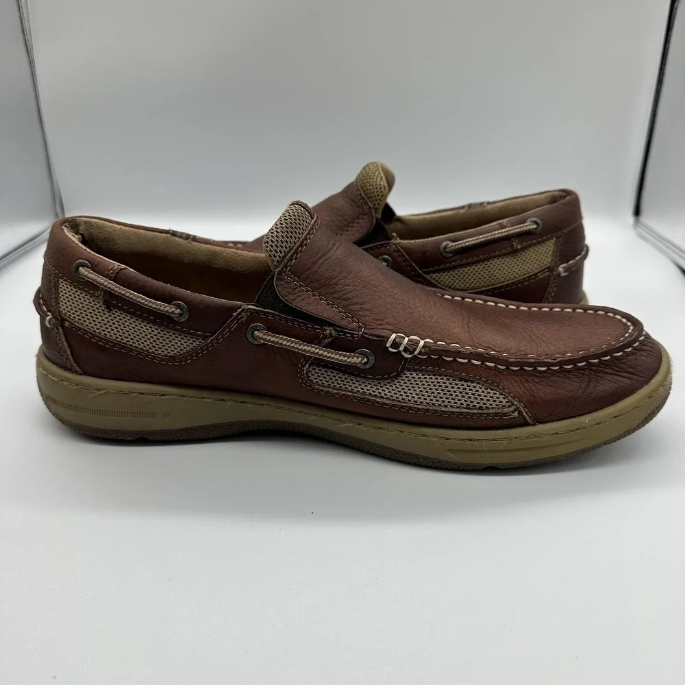 Bass Baron III Shoes Mens Size 13 Brown‎ Leather Slip On Casual Boat Loafers